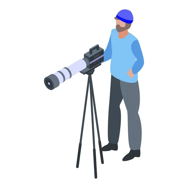 Icône de caméraman de sport, style isométrique — Image vectorielle