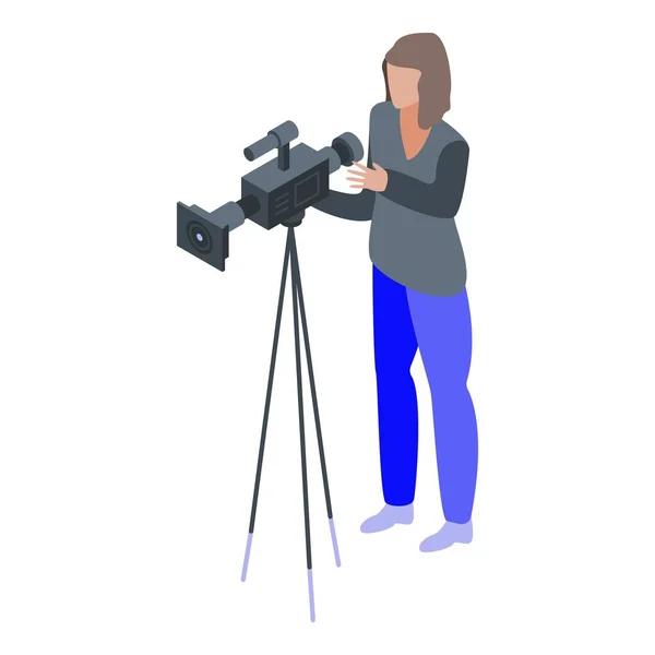 Ikona ženského kameramana v izometrickém stylu — Stockový vektor