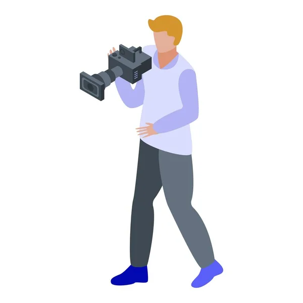 Broadcasting cameraman icon, isometric style — Stock Vector