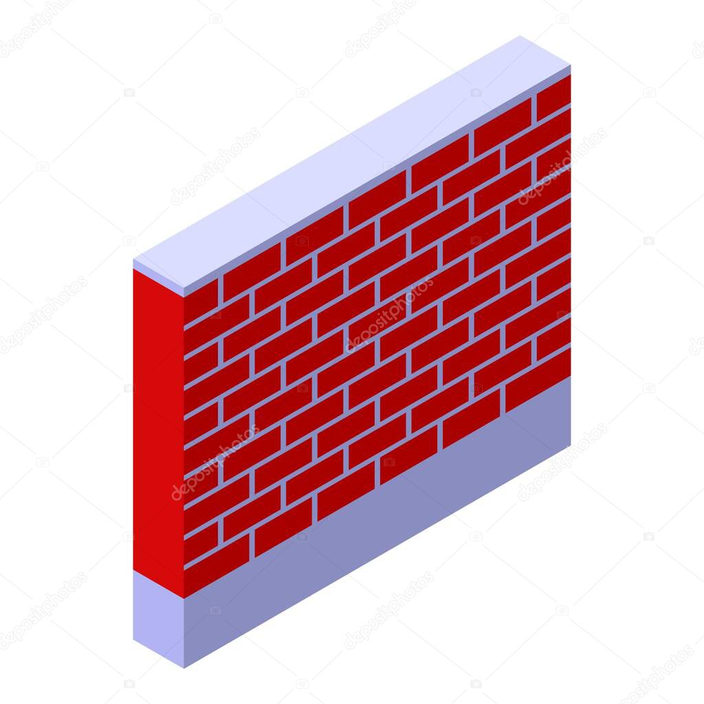 Brick fence icon, isometric style