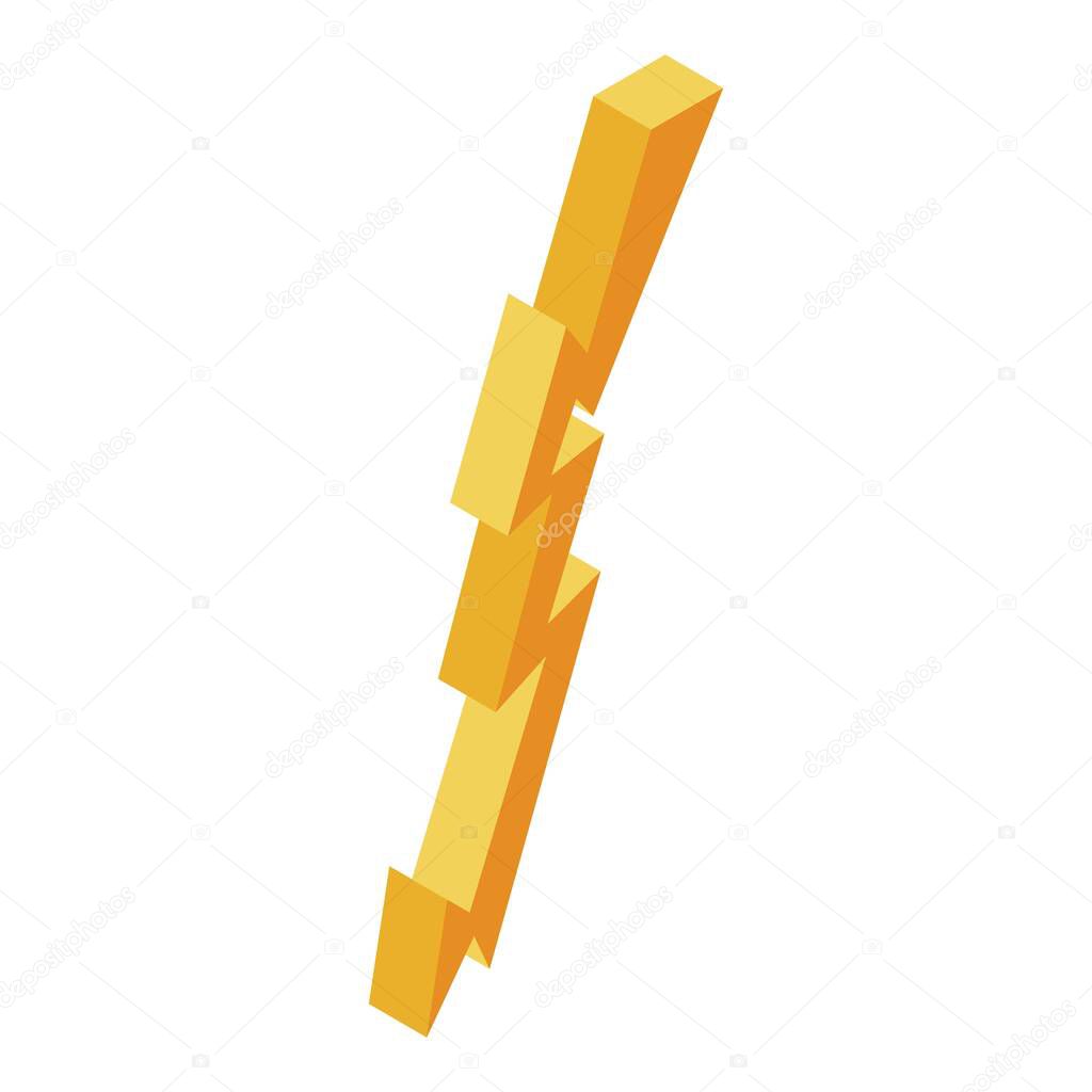 Flash bolt icon, isometric style