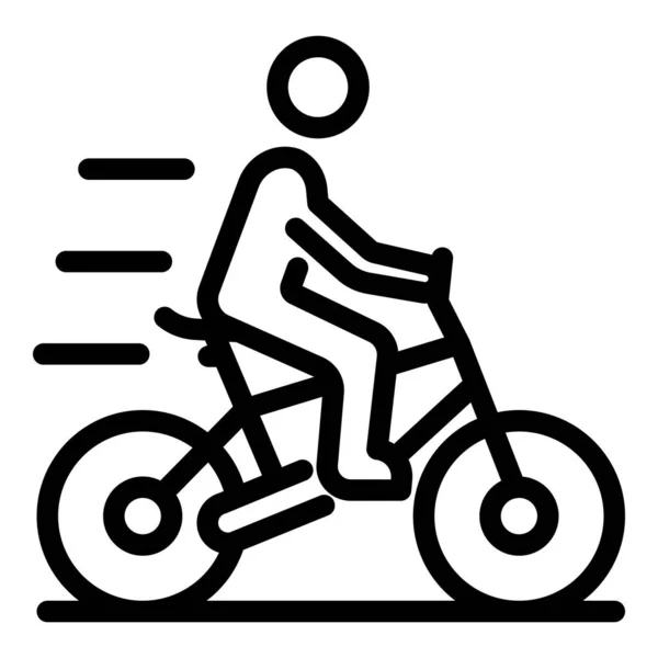 Man op fiets icoon, omtrek stijl — Stockvector