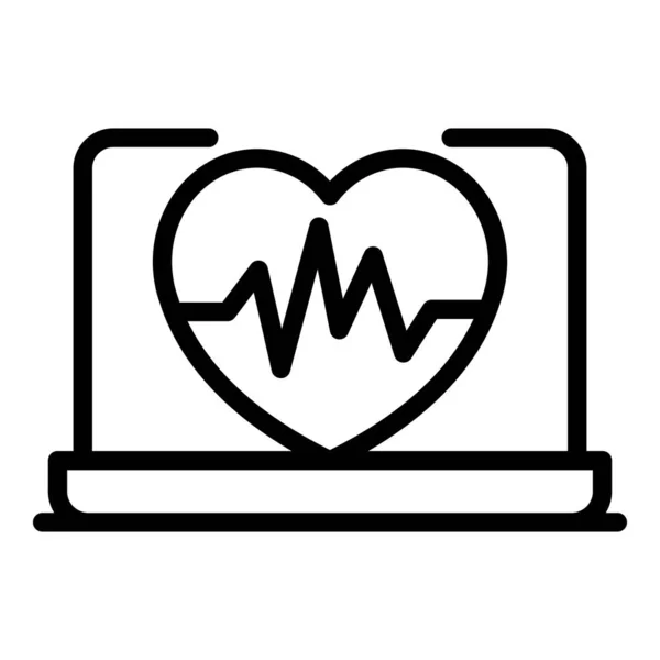 Icono de diagrama cardíaco, estilo de contorno — Vector de stock