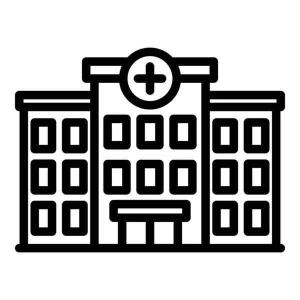 Hospital building icon, outline style — Stock Vector