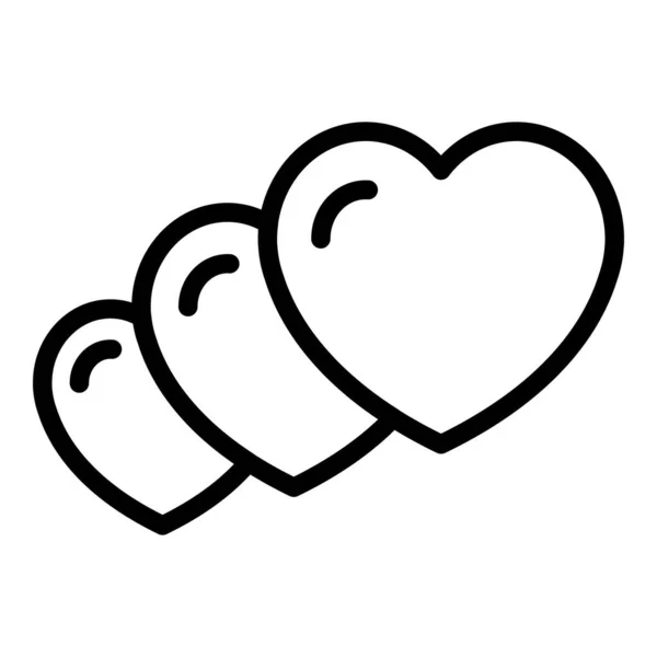 Ícone de três corações, estilo esboço — Vetor de Stock