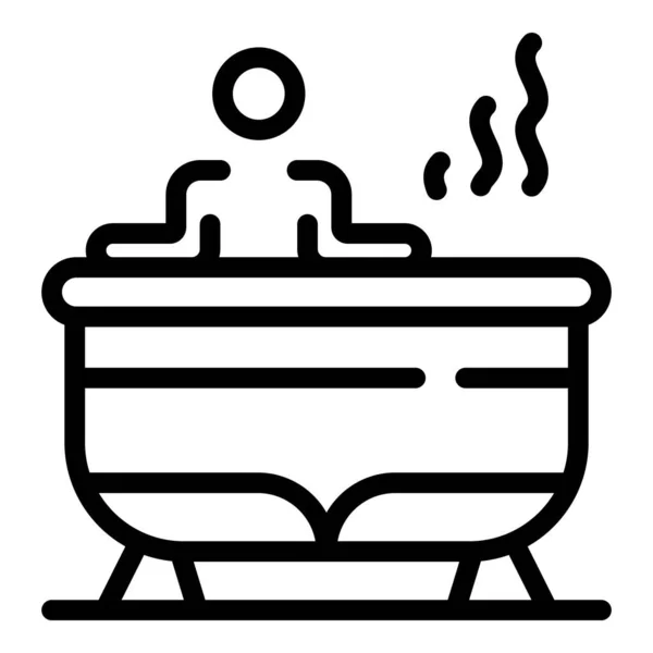 Man in the jacuzzi icon, outline style - Stok Vektor