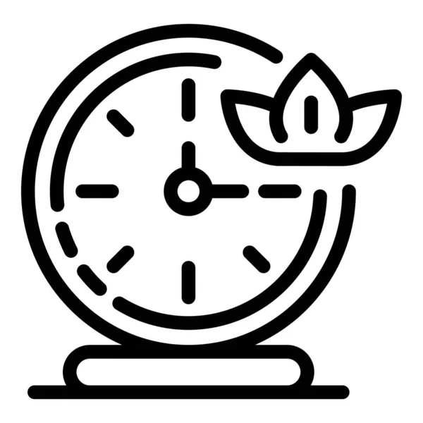 Піктограма годинника і лотоса, стиль контуру — стоковий вектор