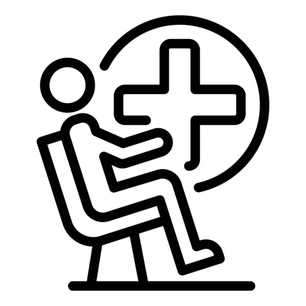 Sitzender Mann und medizinische Kreuz-Ikone, Umrissstil — Stockvektor