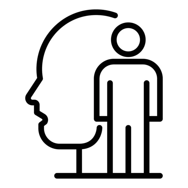 Icono de hombre y cabeza humana, estilo de contorno — Vector de stock