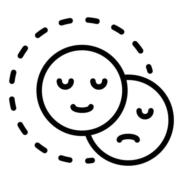 Icono de sonrisa feliz y triste, estilo de contorno — Vector de stock