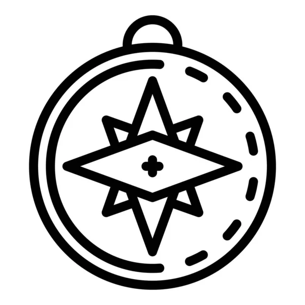 Windroos kompas icoon, omtrek stijl — Stockvector