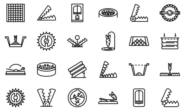Conjunto de ícones de armadilha animal, estilo esboço —  Vetores de Stock