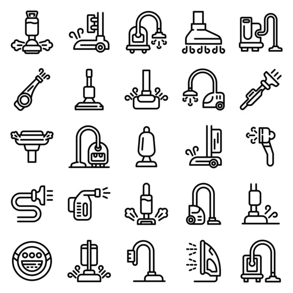Steam cleaner icons set, outline style — Stock Vector