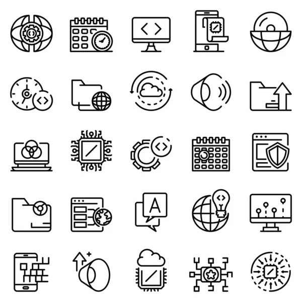 Conjunto de iconos del sistema operativo, estilo de contorno — Archivo Imágenes Vectoriales