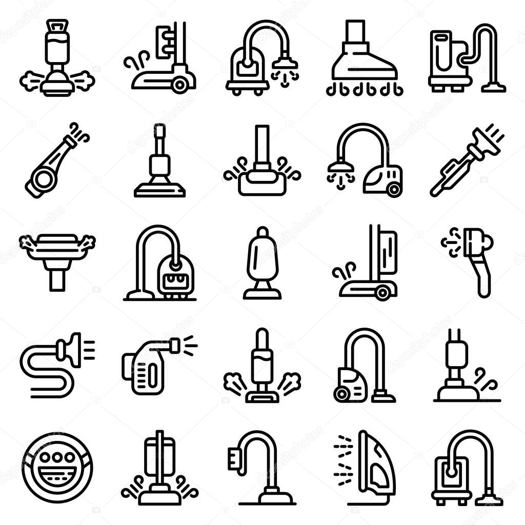 Steam cleaner icons set. Outline set of steam cleaner vector icons for web design isolated on white background