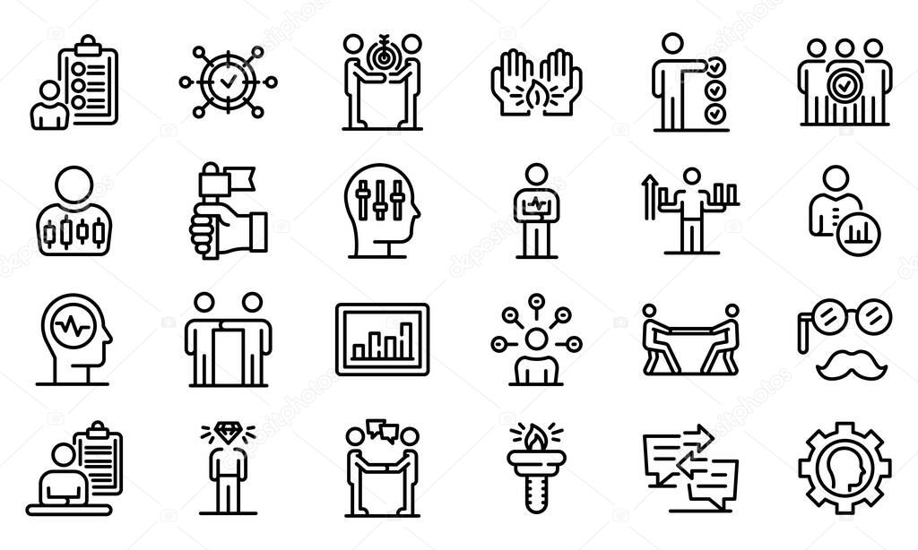Personal traits icons set, outline style