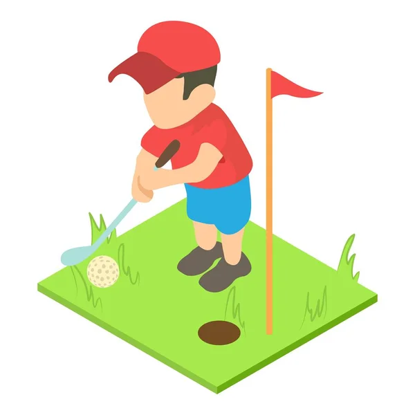Golf oyuncusu simgesi, izometrik biçim — Stok Vektör