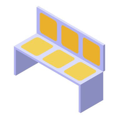 Metro tren sandalyeleri simgesi, izometrik biçim