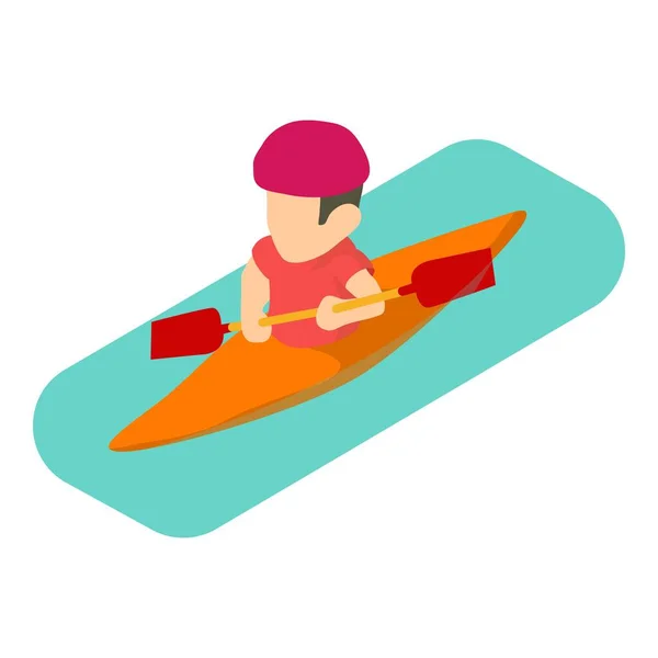 Kayaker man icon, isometric style — Stock Vector