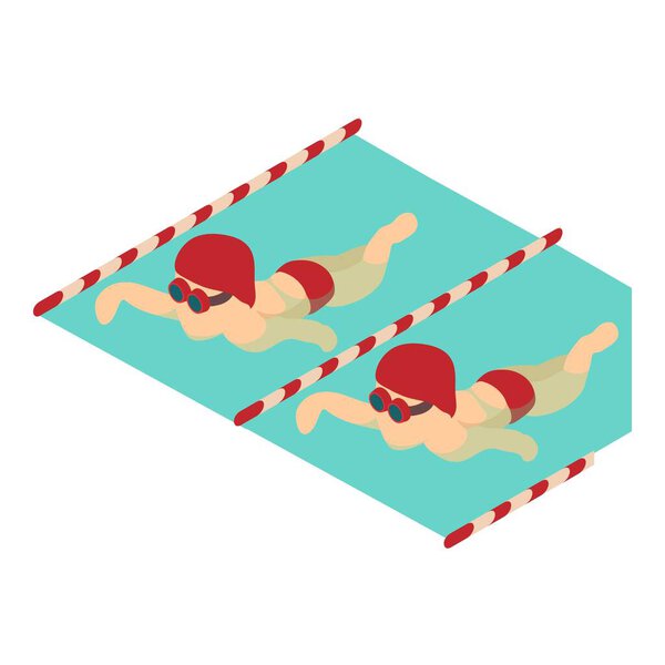 Swimmer man icon, isometric style