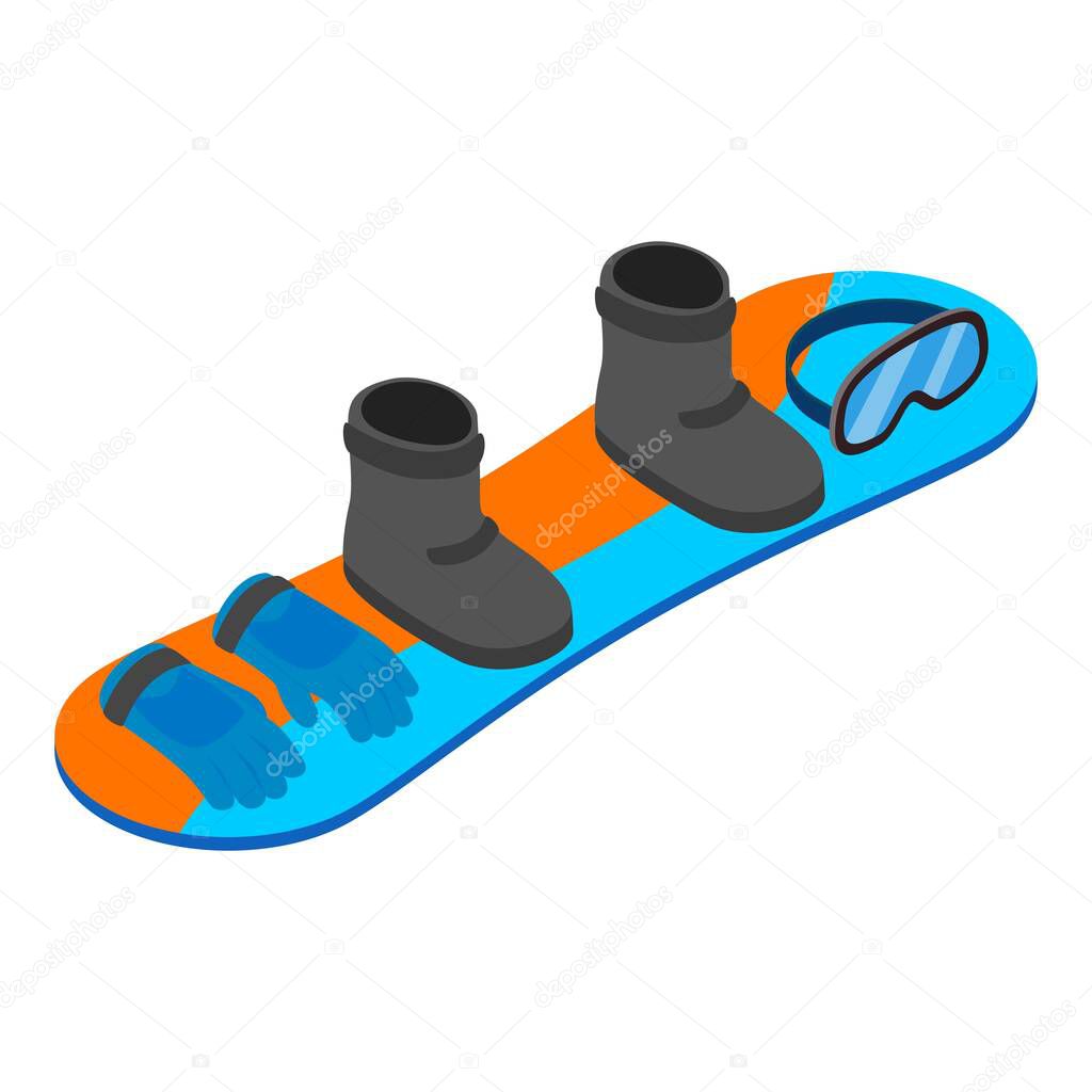 Snowboard equipment icon, isometric style