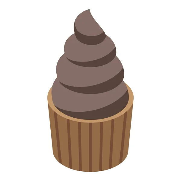 Ícone de cupcake de chocolate, estilo isométrico — Vetor de Stock