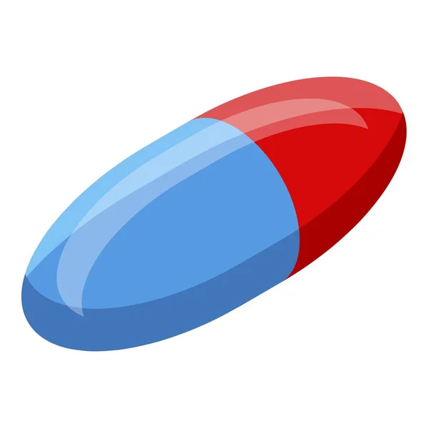 Röd blå kapsel ikon, isometrisk stil — Stock vektor
