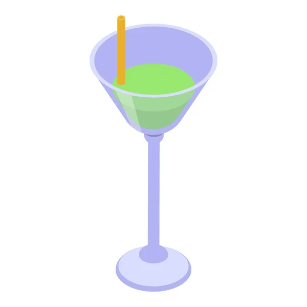 Green cocktail icon, isometric style — Stock Vector