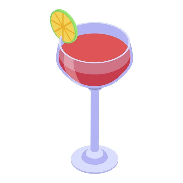 Icona cocktail margarita rosso, stile isometrico — Vettoriale Stock