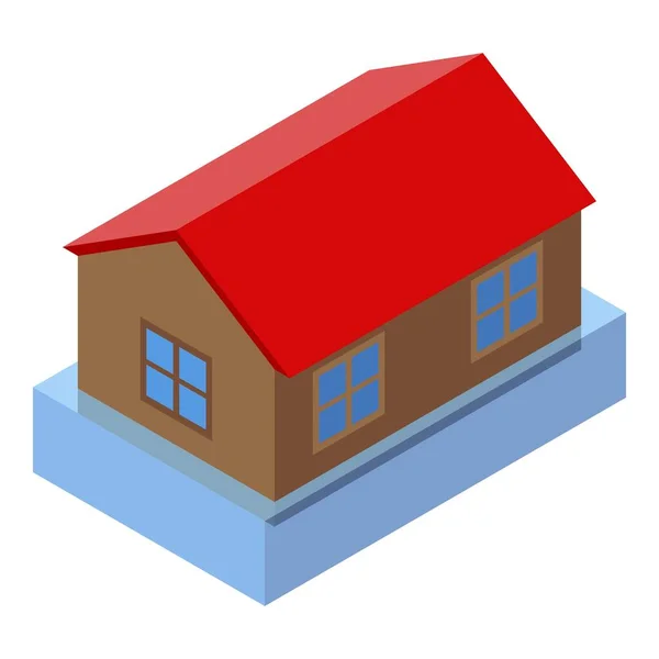 House in flood icon, isometric style — Stock Vector