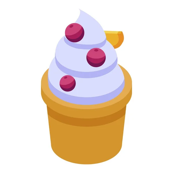 Crema cupcake icono, estilo isométrico — Vector de stock