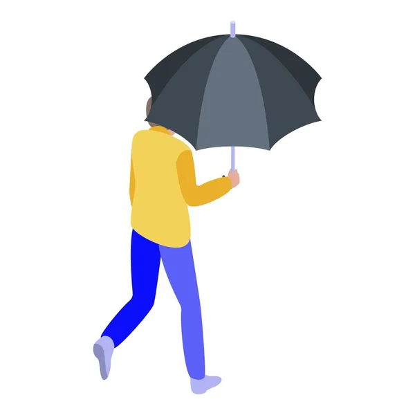 Boy with umbrella icon, isometric style — Stock Vector