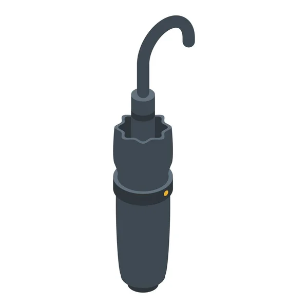 Fekete összehajtott esernyő ikon, izometrikus stílus — Stock Vector