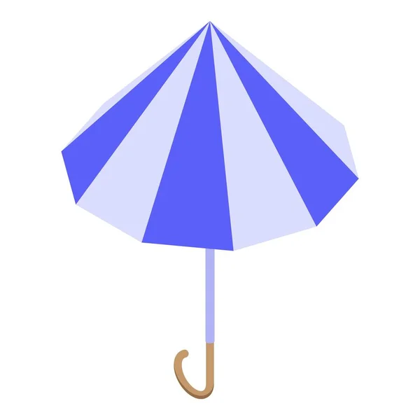 Csíkos kék fehér esernyő ikon, izometrikus stílus — Stock Vector