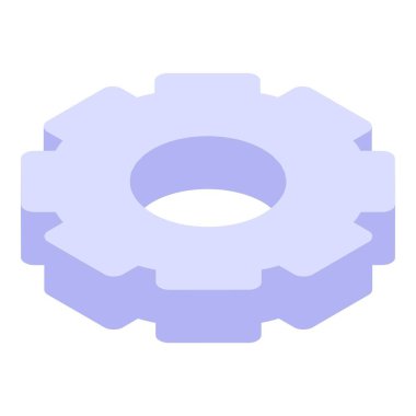 Çelik metal dişli simgesi, izometrik biçim