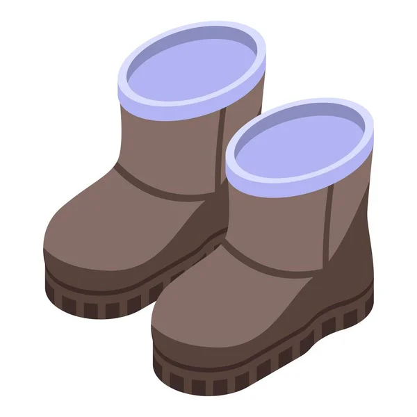 Botas ugg de cuero icono, estilo isométrico — Vector de stock