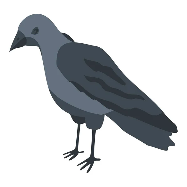 Icône corbeau noir, style isométrique — Image vectorielle