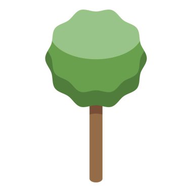 Yuvarlak ağaç simgesiyle, izometrik stili