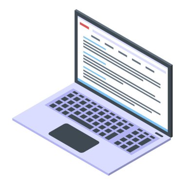 Dizüstü bilgisayar simgesi, izometrik biçimi aç