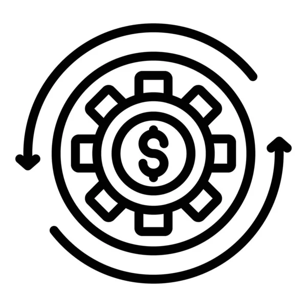 Gear money estimator icon, outline style — Stock Vector