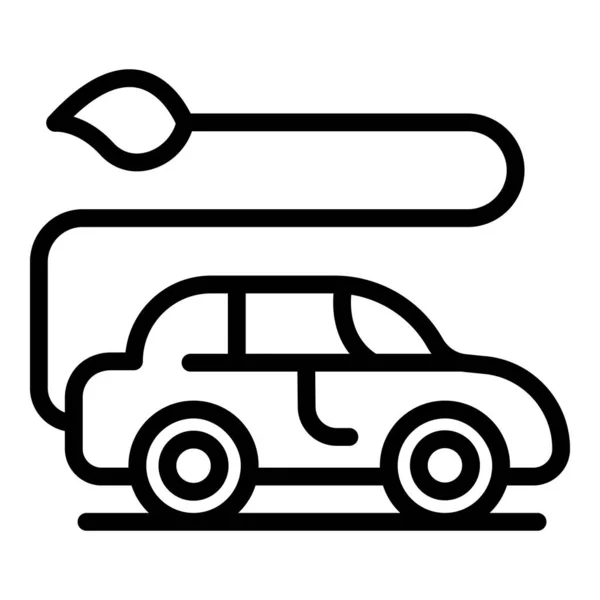 生态电动汽车图标,轮廓风格 — 图库矢量图片