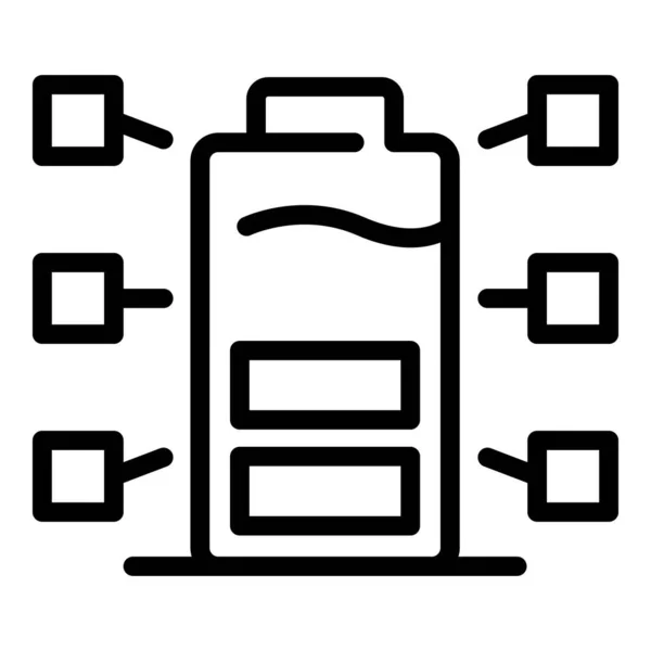 Icône de batterie écologique, style contour — Image vectorielle