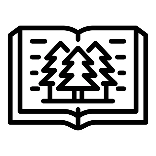 Eco icône du livre forestier, style contour — Image vectorielle