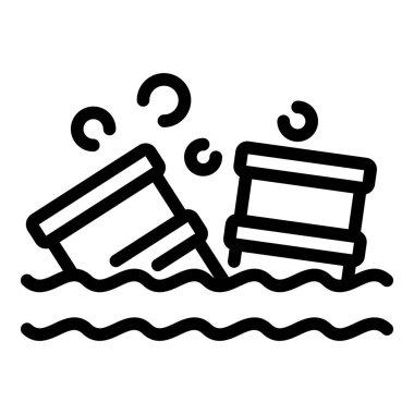 Deniz ikonunda biyolojik tehlike varilleri, ana hatlar tarzı