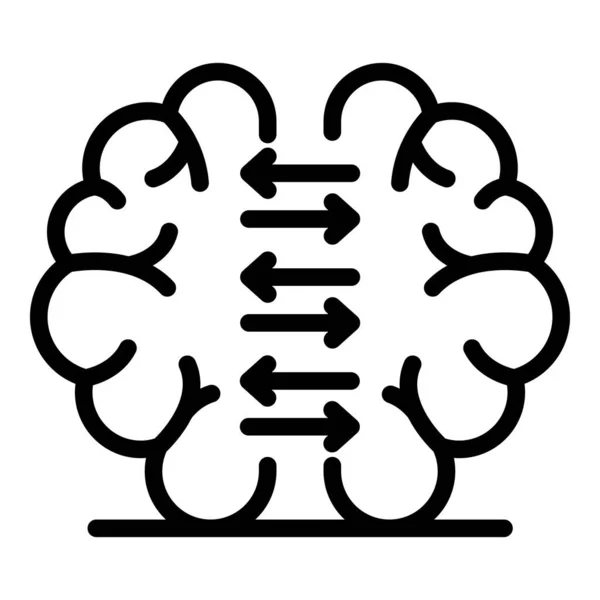 Brain foreign language study icon, outline style — Stock Vector