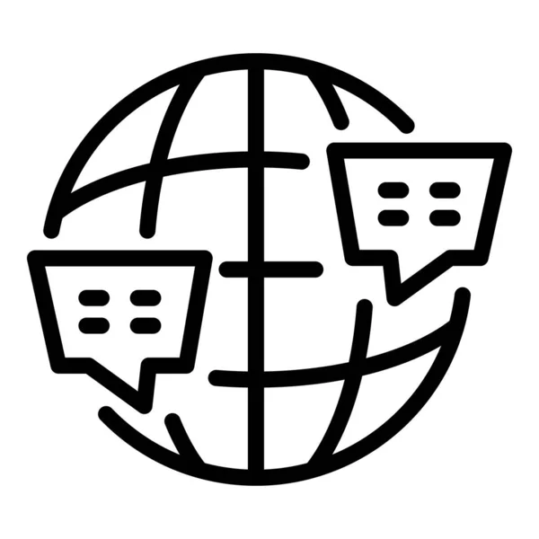Globální ikona cizího jazyka, styl osnovy — Stockový vektor