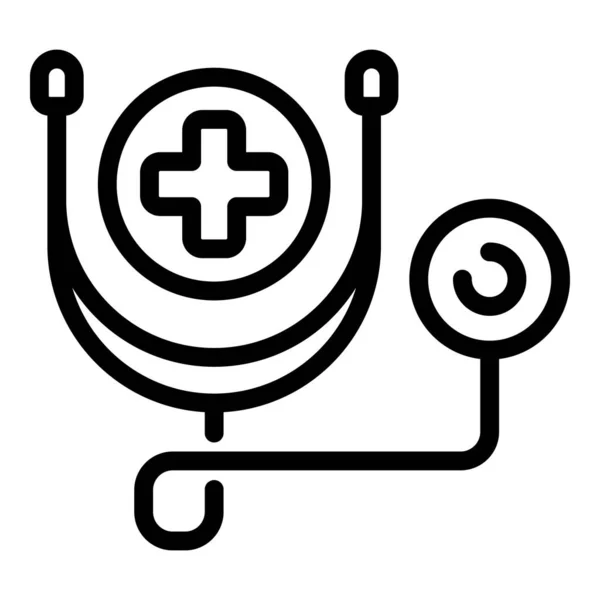 Медична ікона стетоскопа собаки, стиль контуру — стоковий вектор