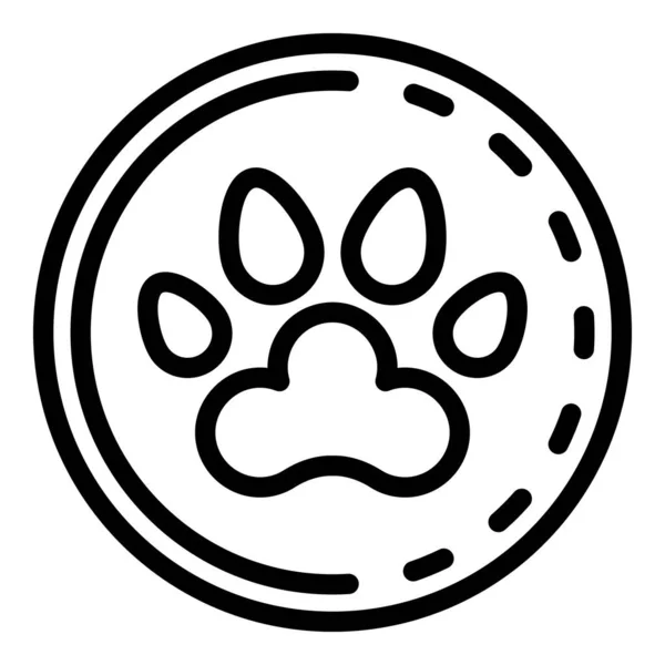 Dog paw medal icon, outline style — Stock Vector