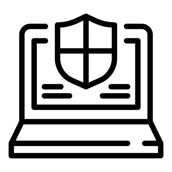 Gesichertes Laptop-Symbol, Umrissstil — Stockvektor