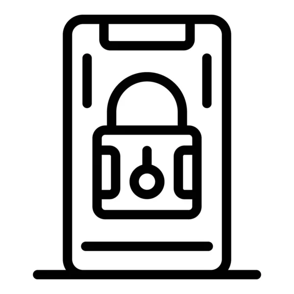 Gesichertes Smartphone-Symbol, Umrissstil — Stockvektor